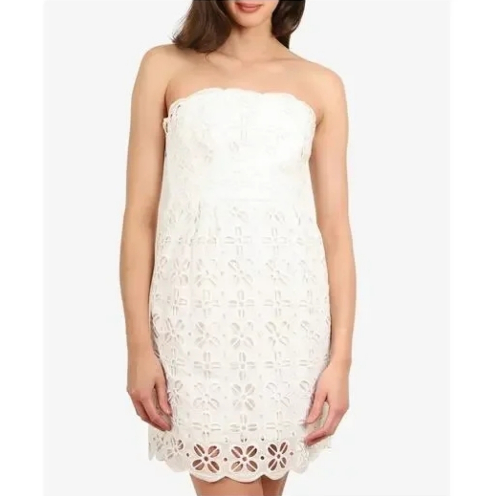 Milly White Floral Lace Midi Dress